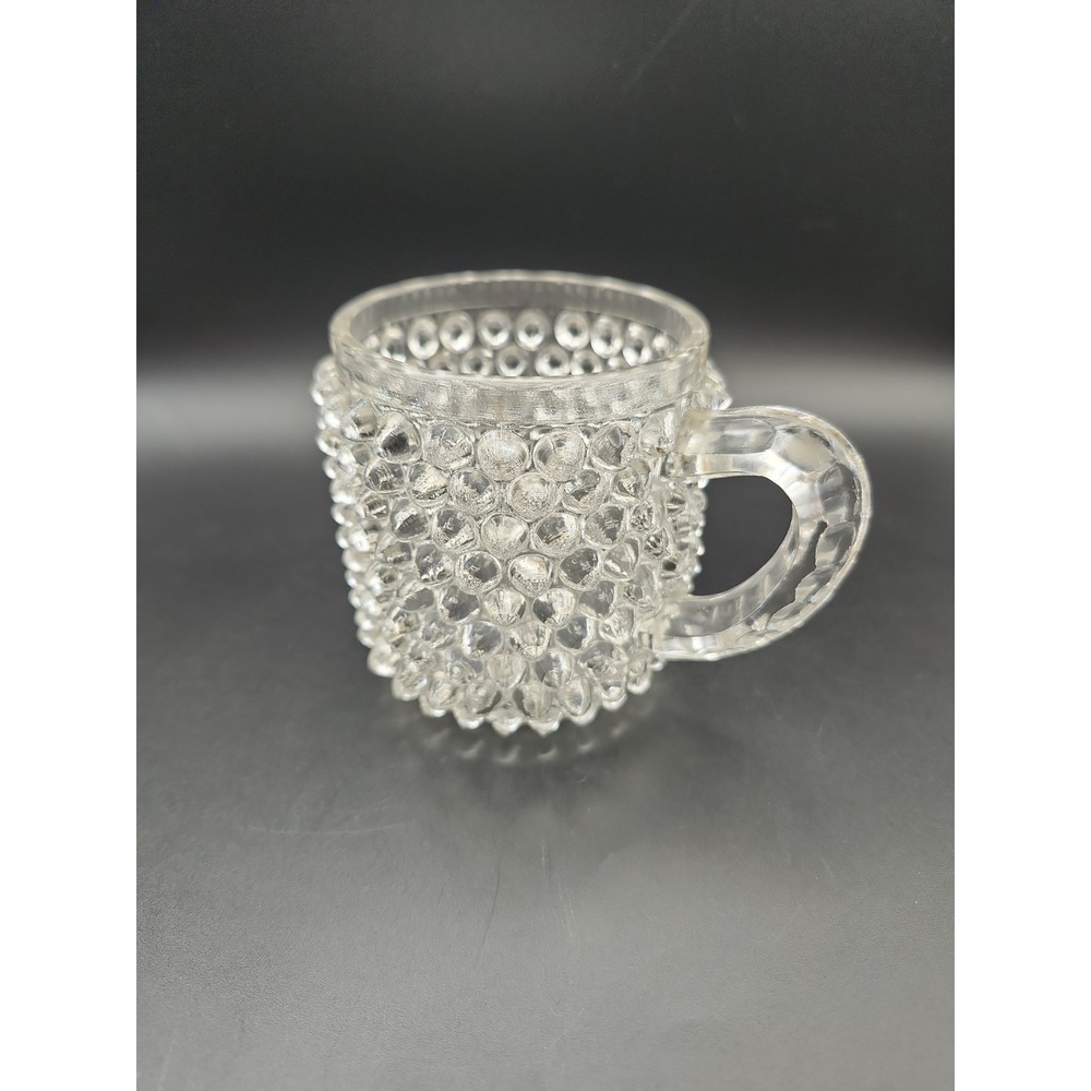Antique Doyle & Co. EAPG Hobnail Clear Glass Mug 3"